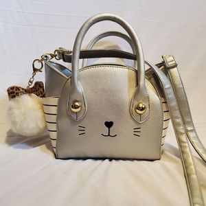 Betsey Johnson Silver Metallic Kitty Bag
